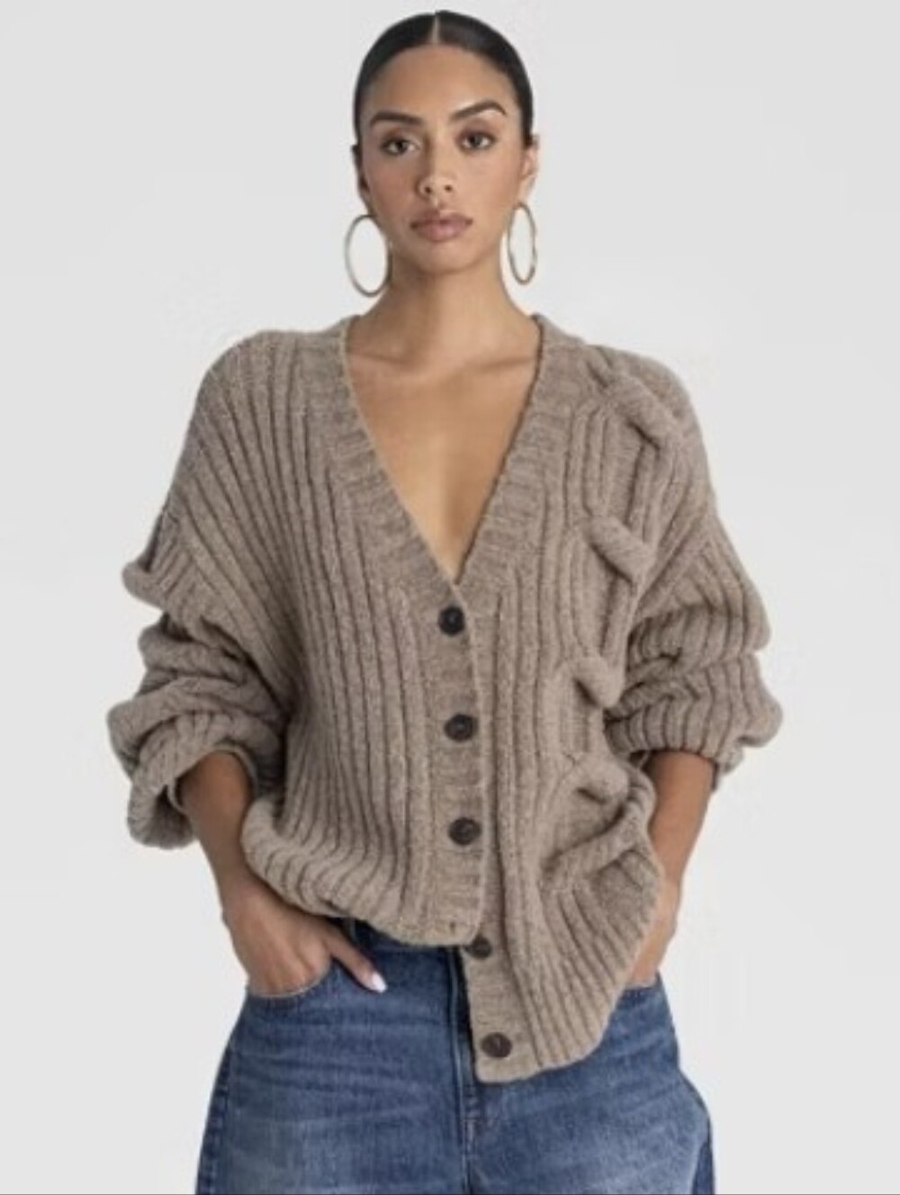 KBB x Kahlana for Target Cable Knit Cardigan Brown Size L Sold Out